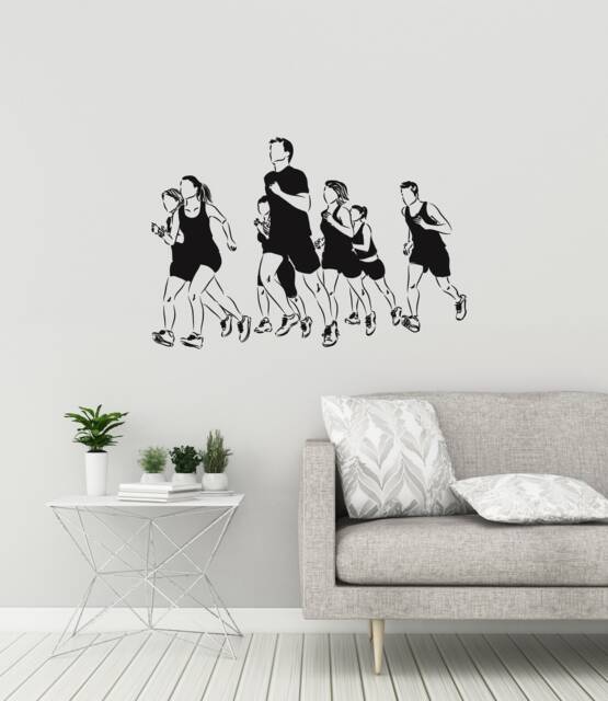 Running Vinyl Wall Decal, Motivational Runners Sticker For Gym Fitness Space Sport Decor - #2971Di - image 1