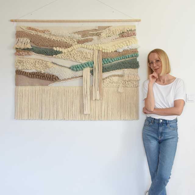 Extra Large Wall Hanging - Modern Bohemian Tapestry, Handmade Fiber Art For Hotels, Restaurants, & Creative Workspaces - image 1