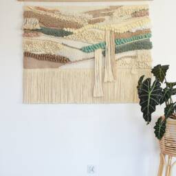 Extra Large Wall Hanging - Modern Bohemian Tapestry, Handmade Fiber Art For Hotels, Restaurants, & Creative Workspaces - thumbnail 3