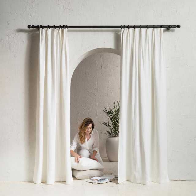 Pleated Heavy Linen Curtains, Window Drapes For Living Room, Bedroom Extra Curtains - image 1