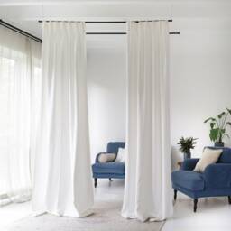 Pleated Heavy Linen Curtains, Window Drapes For Living Room, Bedroom Extra Curtains - thumbnail 3
