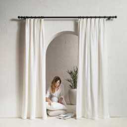 Pleated Heavy Linen Curtains, Window Drapes For Living Room, Bedroom Extra Curtains - thumbnail 1