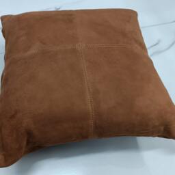 Noorani Lambskin Suede Leather Cushion Cover - Soft Patchwork Decorative Pillow Luxury Gift For Thanksgiving Case - Tan Brown - thumbnail 2