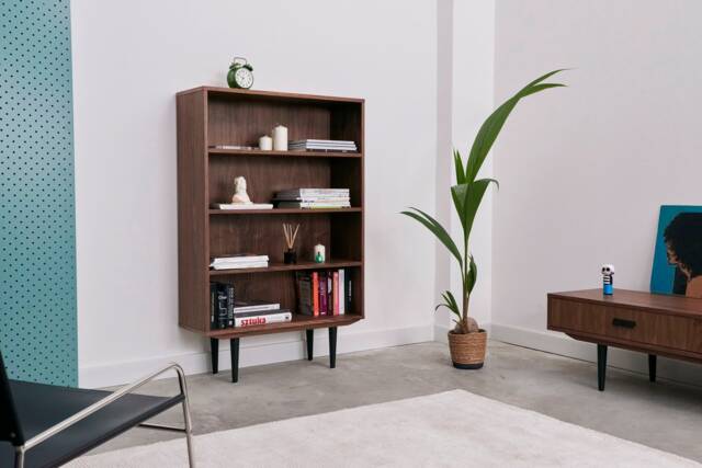 Mid-Century Bookcase Made Of Walnut Vaneer - Livlo O-R03 - image 1