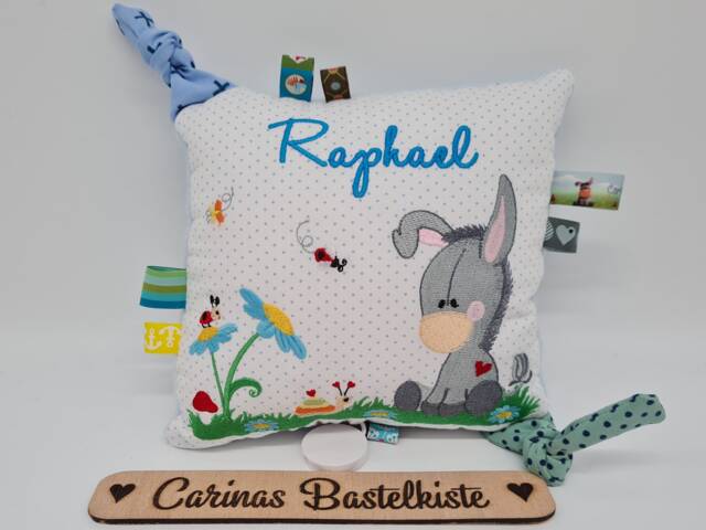 Music Box Baby With Requested Melody Personalized Pillow Newborn Gift Name Donkey - image 1