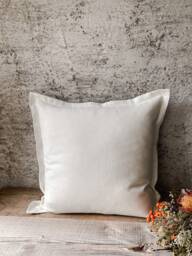 Set Of 2, 4 & 6 Flanged Washed Linen Pillow Cases in Off White/Linen Cushion Covers With Hidden Zipper/Milk White Decorative