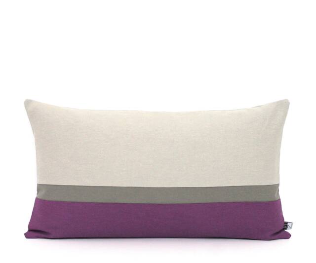 Purple & Grey Colorblock Pillow Cover - All Sizes, Home Gifts For You - image 1
