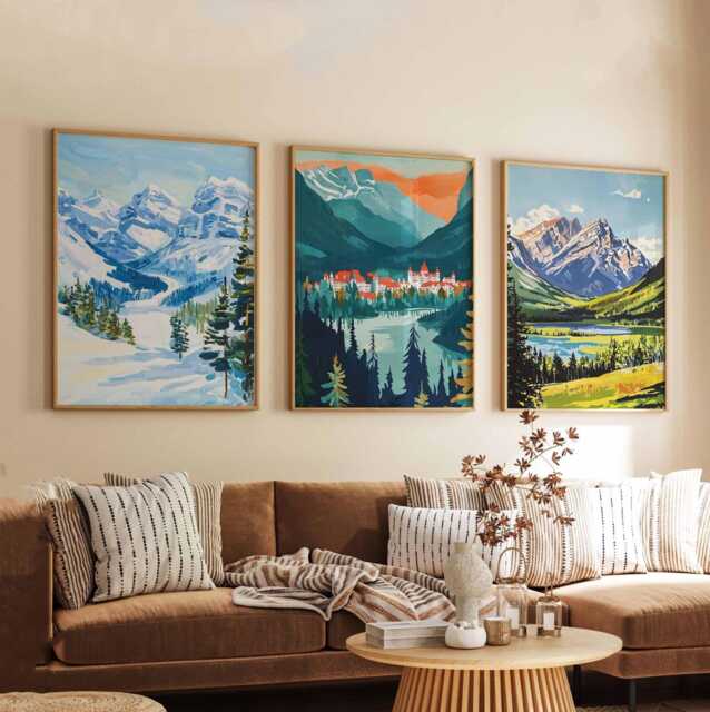 Set Of 3 Banff Canada Posters, Travel Posters Set, Prints, Canadian Wall Art, National Park Decor, Mountain Print - image 1
