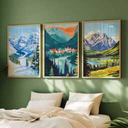 Set Of 3 Banff Canada Posters, Travel Posters Set, Prints, Canadian Wall Art, National Park Decor, Mountain Print - thumbnail 3