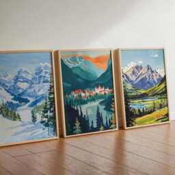 Set Of 3 Banff Canada Posters, Travel Posters Set, Prints, Canadian Wall Art, National Park Decor, Mountain Print - thumbnail 2