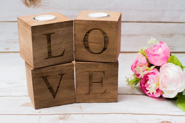 Love Wooden Tea Light Holder Home Decor Sign - image 1