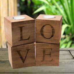 Love Wooden Tea Light Holder Home Decor Sign - thumbnail 3