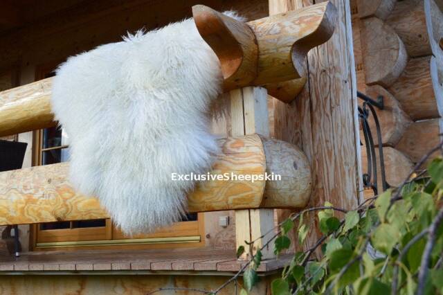 Genuine Iceland Sheepskin 100% Lambskin Sheep Skin Rug Pelt Curly White Long Wool, Schaffell, Hygge - image 1