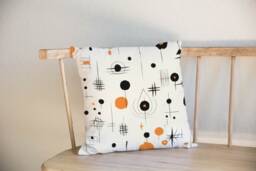 Mid Century Abstract Lamp Shade Orange Lamp Home Decor Black Lampshade Table - thumbnail 1