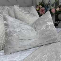 Handmade Pewter Grey Throw Pillow Cover, Marble Design Cushion Cover 12 X 20 - thumbnail 4