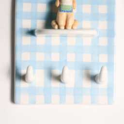 Custom Blue Checked Pet Wall Key Holder Ceramic Pattern Mounted Rack Personalized Sculpture Hanger Dog Cat Mom Hooks - thumbnail 4