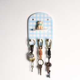 Custom Blue Checked Pet Wall Key Holder Ceramic Pattern Mounted Rack Personalized Sculpture Hanger Dog Cat Mom Hooks