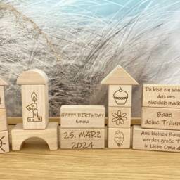 Personalized Baby Gift For A 1st Birthday Wooden Building Blocks To Color - Toy Toys Montessori Nursery - thumbnail 4