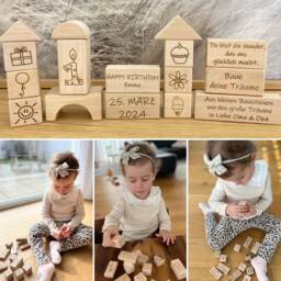 Personalized Baby Gift For A 1st Birthday Wooden Building Blocks To Color - Toy Toys Montessori Nursery - thumbnail 3