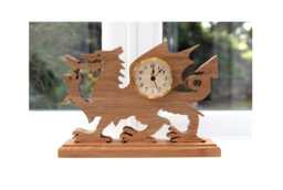 Welsh Dragon Oak Clock Handmade St. David's Day Gift - thumbnail 1