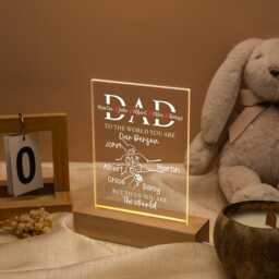 Personalized Dad Led Night Light, Custom Lamp For Fist Bump Father's Day Gift For Birthday Gifts From Kids - thumbnail 3