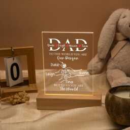 Personalized Dad Led Night Light, Custom Lamp For Fist Bump Father's Day Gift For Birthday Gifts From Kids - thumbnail 1