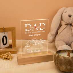 Personalized Dad Led Night Light, Custom Lamp For Fist Bump Father's Day Gift For Birthday Gifts From Kids - thumbnail 4