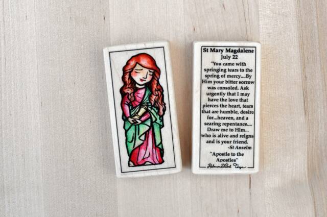 st Mary Magdalene Patron Saint Block With Gift Bag // Patron Of Converts Catholic Toys By Almondrod - image 1