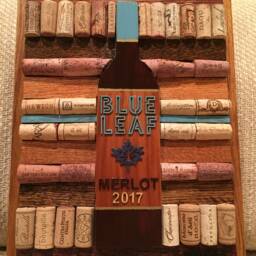 Wood Wall Art Sculpture Featuring A Hand Cut Wine Bottle Set in An Array Of Corks & Oak Wood Pieces Stained Variety Colors - thumbnail 2