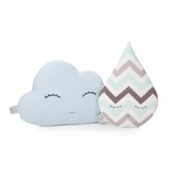 Set Of Cloud & Raindrop Pillow, Children Cushions, Light Blue Nursery, Kids Room Decor, Kawaii Pillows, Throw Grandson Gift - thumbnail 1