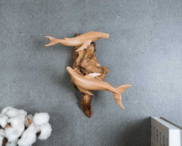 Hand Carved Wooden Whale Wall Art Rustic Nursery Decor 8.5 - image 1