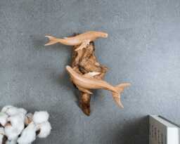 Hand Carved Wooden Whale Wall Art Rustic Nursery Decor 8.5 - thumbnail 1