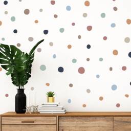 Pack Of 140 Boho Polka Dot Wall Stickers, Irregular Decals, Neutral Rainbow Nursery Decor, Modern Kids Room Trendy Decor - thumbnail 2