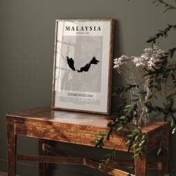 Malaysia Map Vintage Abstract Wall Art Print Picasso + Matisse Inspired Travel Poster - thumbnail 2