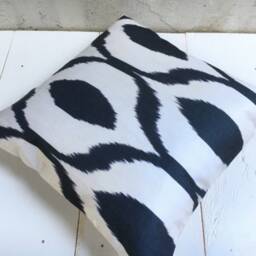 Silk Ikat Pillow Cover, Handwoven Decorative Cushion - 16x16 - thumbnail 4