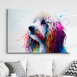 Colorful Poodle Abstract Dog Pet Animal Painting Splatter Wall Art, Framed Canvas Poster Print, Home Kitchen Office Room Decor, Gifts - thumbnail 1