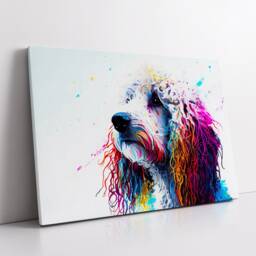 Colorful Poodle Abstract Dog Pet Animal Painting Splatter Wall Art, Framed Canvas Poster Print, Home Kitchen Office Room Decor, Gifts - thumbnail 2