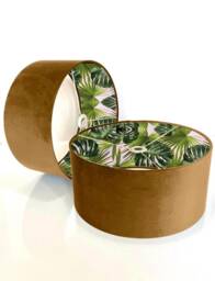 New Luxury Double Old Gold Brown Velvet & Plants Large Green Leafs Combination Lamp Shade Pendant Light Available in Multiple Sizes