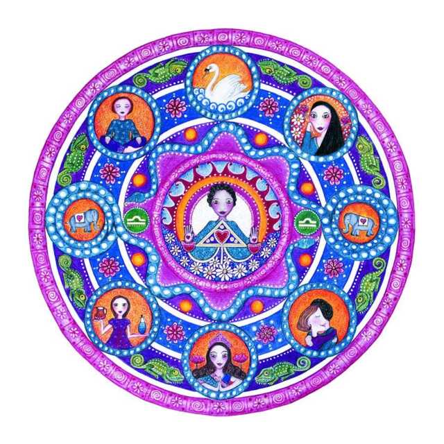 Libra Astrology Mandala Art Print - Zodiac Mandala Lindy Longhurst - image 1