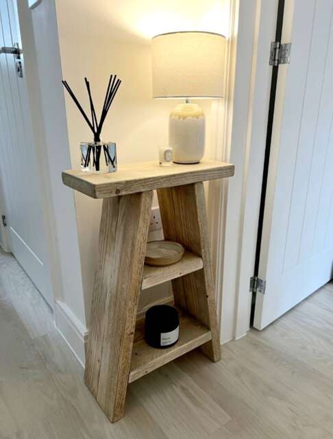 Narrow Console Table, Small Slim Rustic Side End Bathroom Storage Unit, Towel Holder, Vanity - image 1