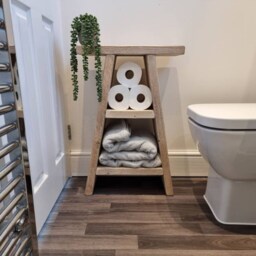 Narrow Console Table, Small Slim Rustic Side End Bathroom Storage Unit, Towel Holder, Vanity - thumbnail 2