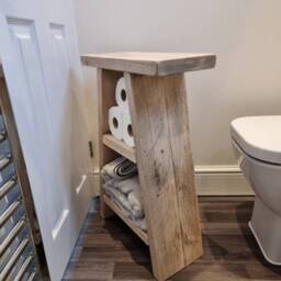Narrow Console Table, Small Slim Rustic Side End Bathroom Storage Unit, Towel Holder, Vanity - thumbnail 3