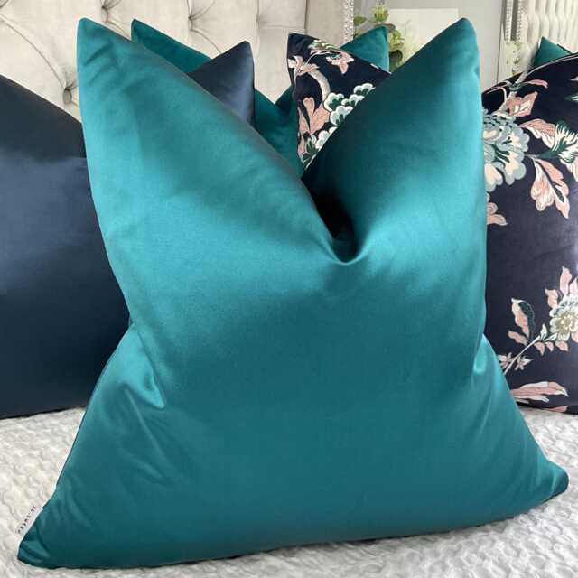 Luxury Teal Throw Pillow Cover - High Quality Satin Look Cushion Double Sided - image 1