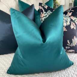 Luxury Teal Throw Pillow Cover - High Quality Satin Look Cushion Double Sided - thumbnail 2