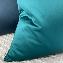 Luxury Teal Throw Pillow Cover - High Quality Satin Look Cushion Double Sided - thumbnail 3