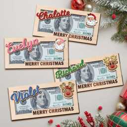 Customize Money Holder Christmas, Santa Holder, Custom Family Gift, Secret Gift Reindeer Stocking Stuffer For Kids - thumbnail 3