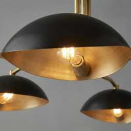 Mid Century Sputnik Chandelier 6-Orb, Brass & Black, Starburst Ceiling Light Fixture - thumbnail 3