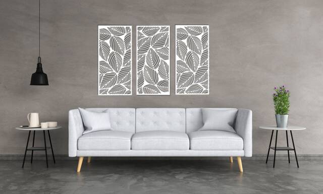 3D Stylish Wood Wall Art Decor, Leaves Design, Openwork Ornament Picture, Living Room, Decorative Wooden Panel, Gift Idea - image 1