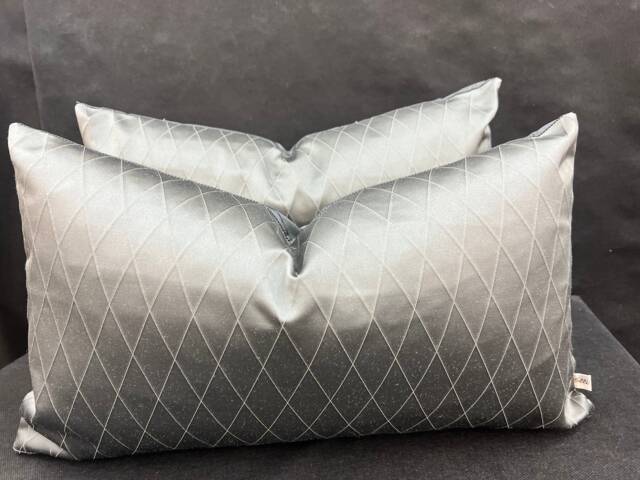 Sahco Diamant Luxury Designer Gun-Metal Grey Geometric Lumbar Cushion Pillow Cover - image 1