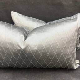 Sahco Diamant Luxury Designer Gun-Metal Grey Geometric Lumbar Cushion Pillow Cover - thumbnail 4